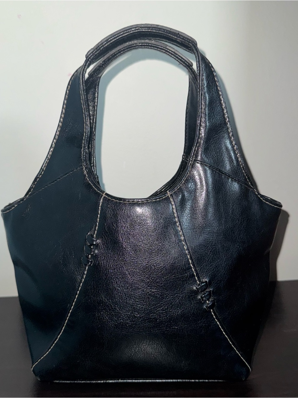 Classic Black Leather Tote Bag Y2K